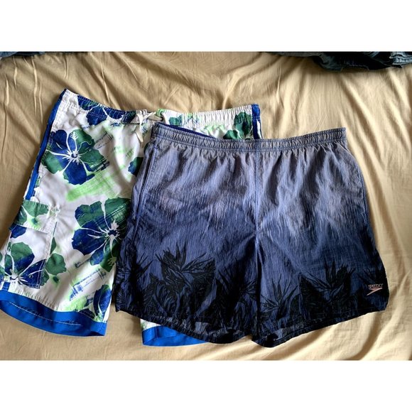SOLD 2 Men's Swimming Trunks Size L Speedo and Burnside - Picture 1 of 13